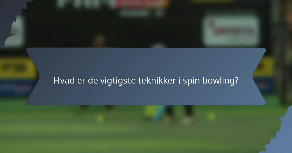 Hvad er de vigtigste teknikker i spin bowling?