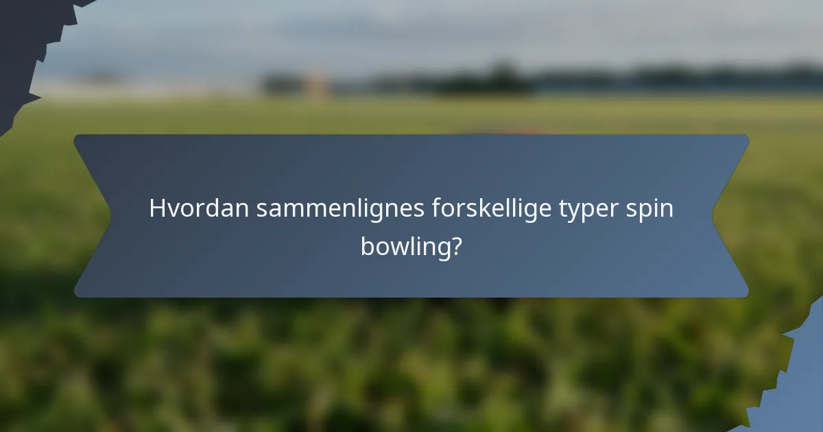 Hvordan sammenlignes forskellige typer spin bowling?